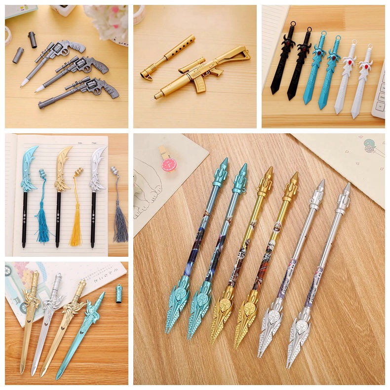Creative black neutral pen cross fire line weapontoy personality pen student pen prize Korea cute stationery