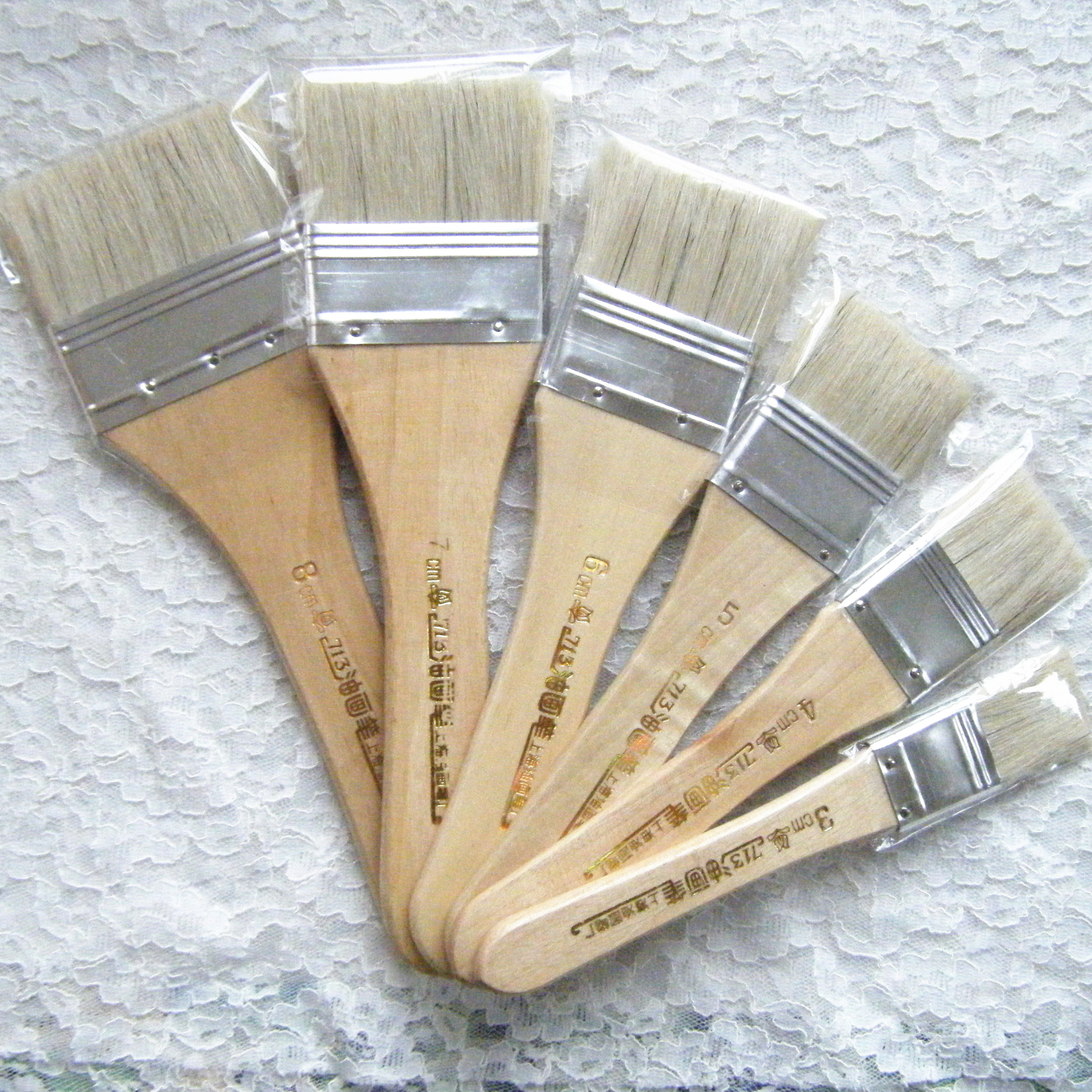 Shanghai Oil Paintbrush Factory Raw Flower Brand Bright Pig Bristle Short Rod Oil Paintbrush Acrylic Paintbrush NO 713