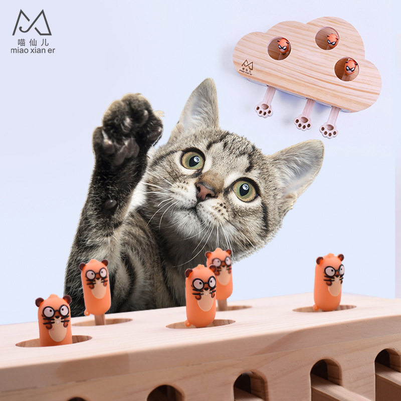 Meow Fairy Cat Cat Supplies Teasing Cat Toys Solid Wood Beat Rat Kitty Toys Teasing Cat Bars Kitty Household Goods