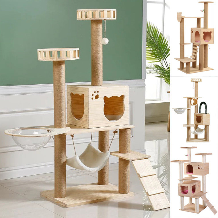 Large cat climbing cat cowl cat tree cat grabbing posts cat toy cat jumping bench multi-layer solid wood kittens