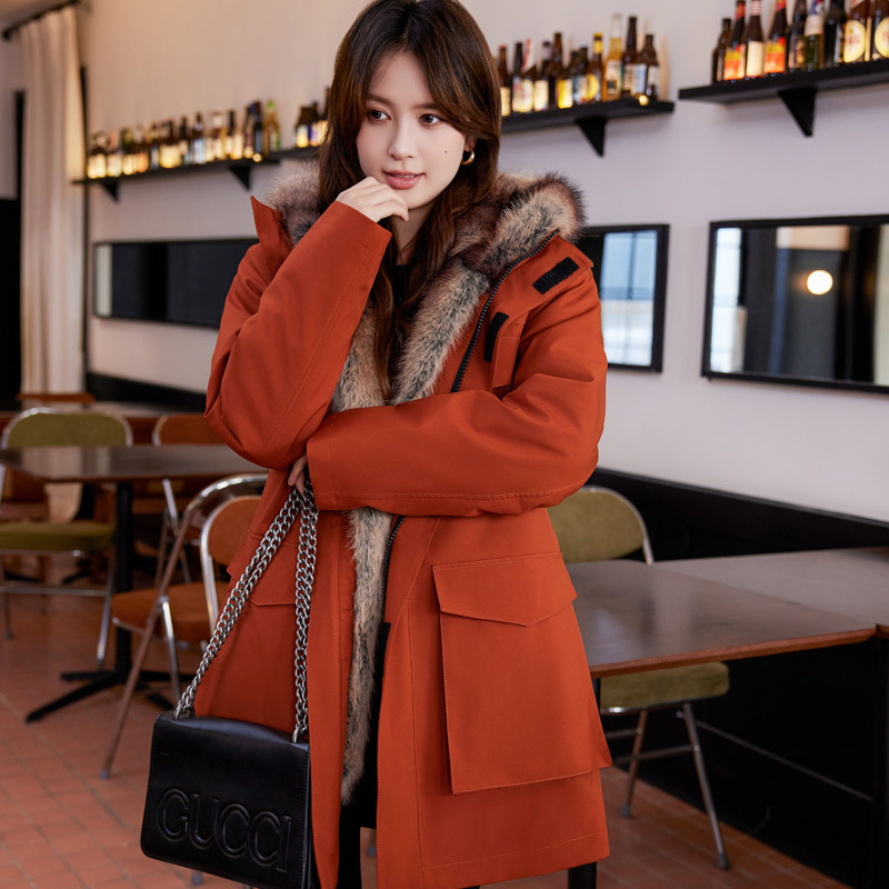 Parker Women's New Winter Style Detachable Mink Fur Lining Mid-Length Haining Fur Thickened Mink Fur Coat