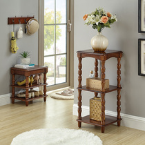 American Countryside Solid Wood Flower Shelf Floor Log Phone Table Eu Style Balcony Flowers A Few Indoor Landscape Basin Wood Shelve