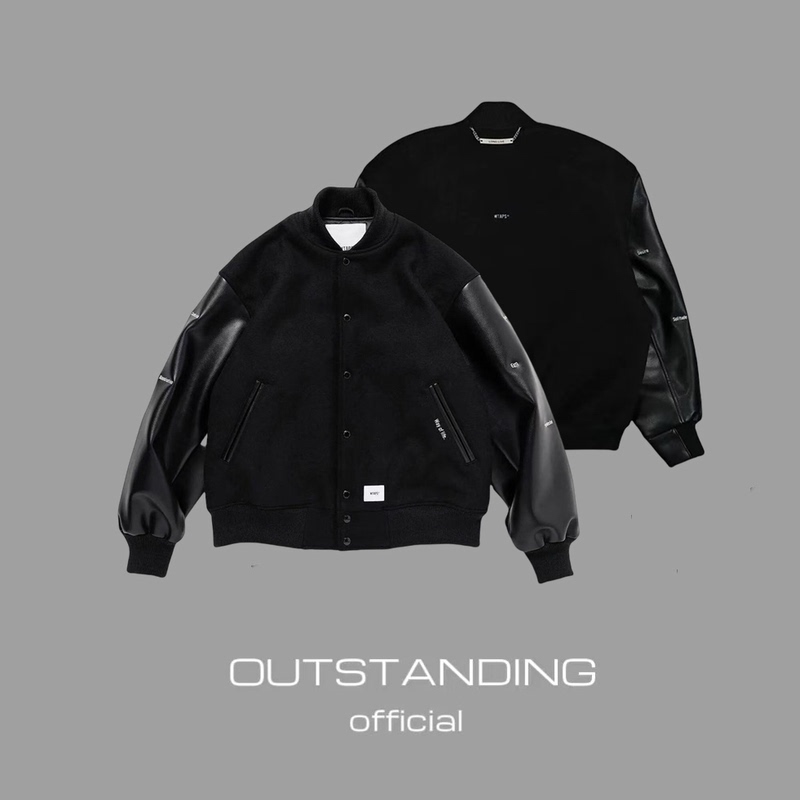 Ot Manufactures Wtaps25Aw Wool Leather Sleeve Baseball Jacket Couple Casual Jacket Cotton Coat Japanese Trend Madness