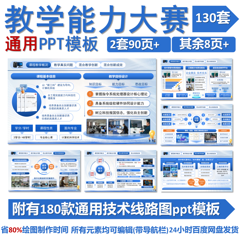 [Teaching Innovation Competition Ppt Template] Teaching Innovation Competition + Curriculum, Ideological and Political Education, Scientific Research, and Technical Roadmap Ppt