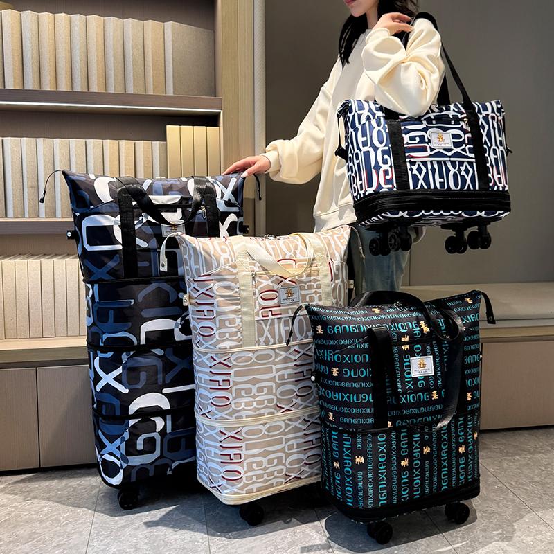 Универсальная спортивная сумка на колесиках со шкивом, женская дорожная сумка для прогулок, модная портативная легкая складная спортивная сумка большой емкости