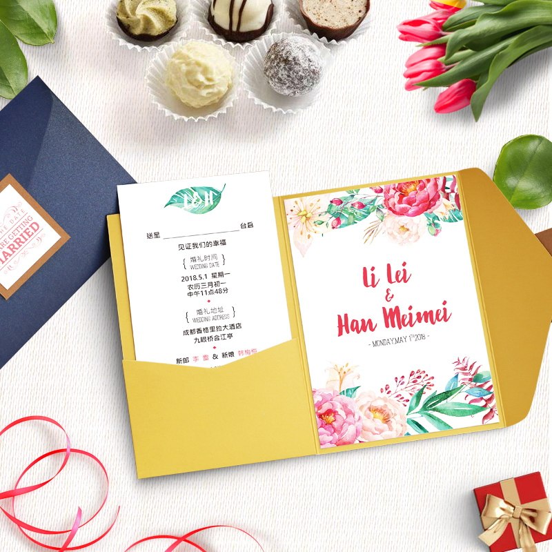Golden inner bag wedding invitation can pay back to the red envelope party invitation business gift customization
