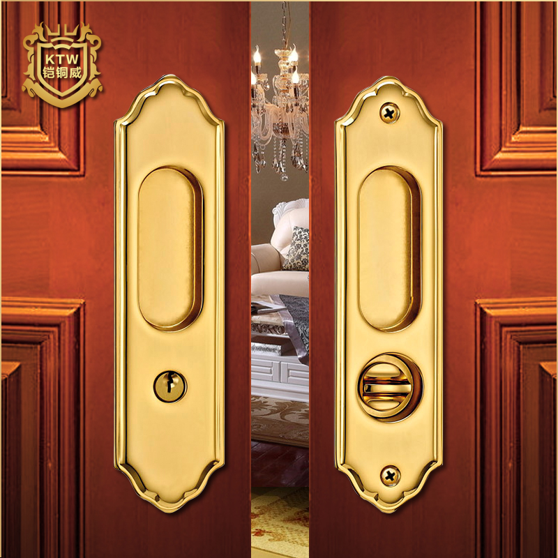 Armored Copper Wei Golden sliding door handle lock European style sliding door lock Hidden embedded sliding door handle FT-68#