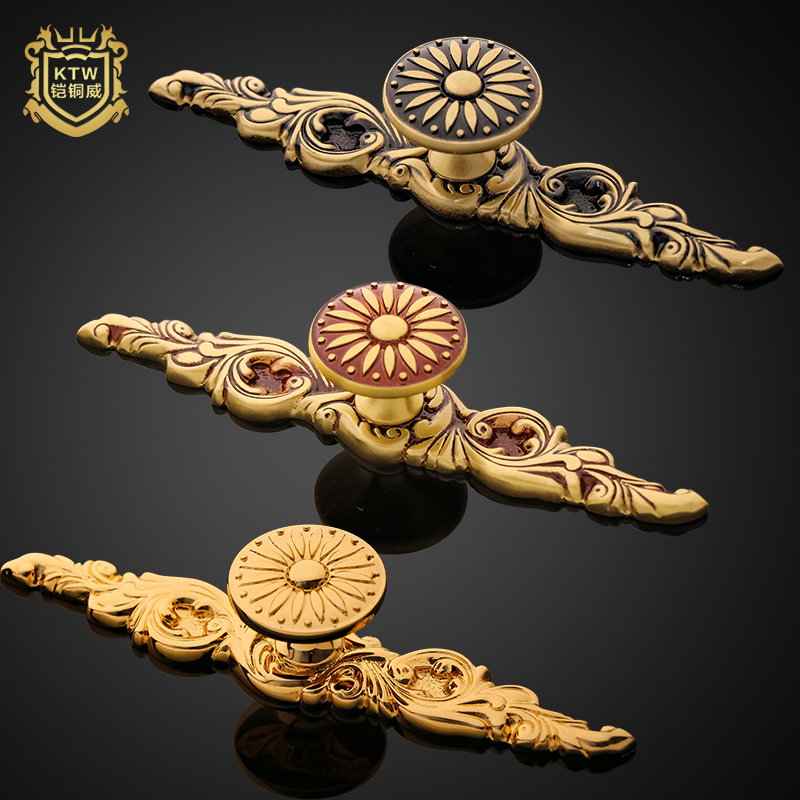 Armoured Copper Weall-copper Single-hole handle pure copper wardrobe Integral Cabinet Handle Imitation Ancient Eurostyle Copper Handle LF-035 #