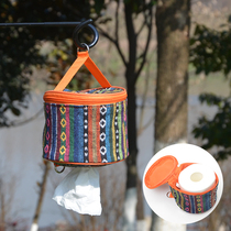 Round ethnic wind tissue drawing box outdoor portable storage bag sundries finishing box car round carton