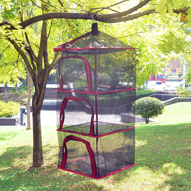 Camping tableware storage ventilation mesh bowl drying drying mesh 4-layer storage mesh multi-function drying hanging mesh drying basket