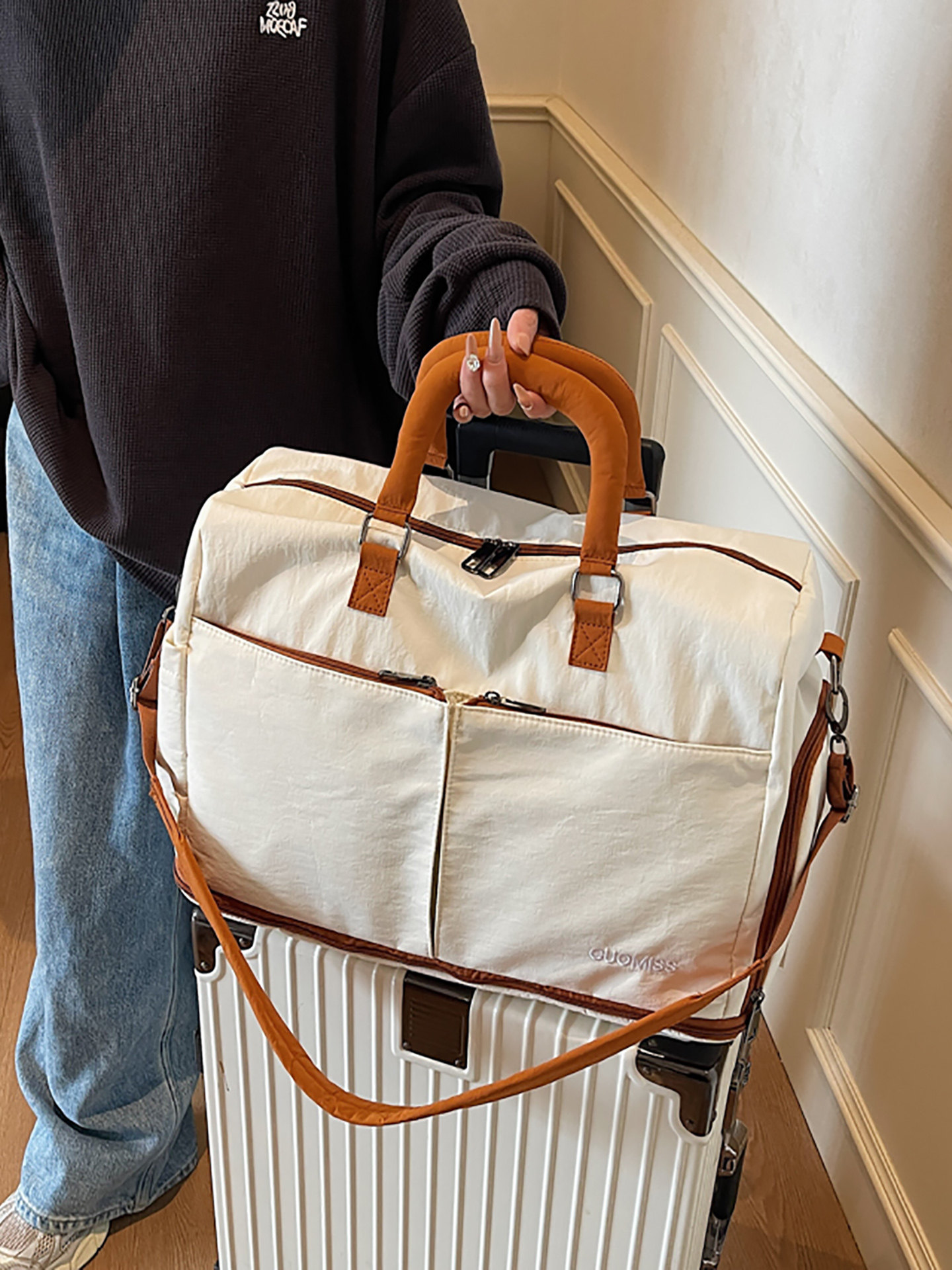 Expandable Luggage Bag with Large Capacity, Short-Distance Travel Bag, Dry and Wet Separation Handbag, Trolley Suitcase Accessory