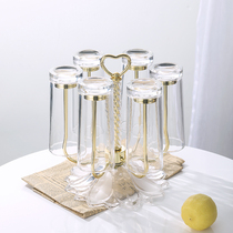 304 Stainless Steel Metal Cup Holder Luxury Creative Wine Cup Holder Fashion Tea Cup Holder 6 Head Rotating Inverted Cup Holder