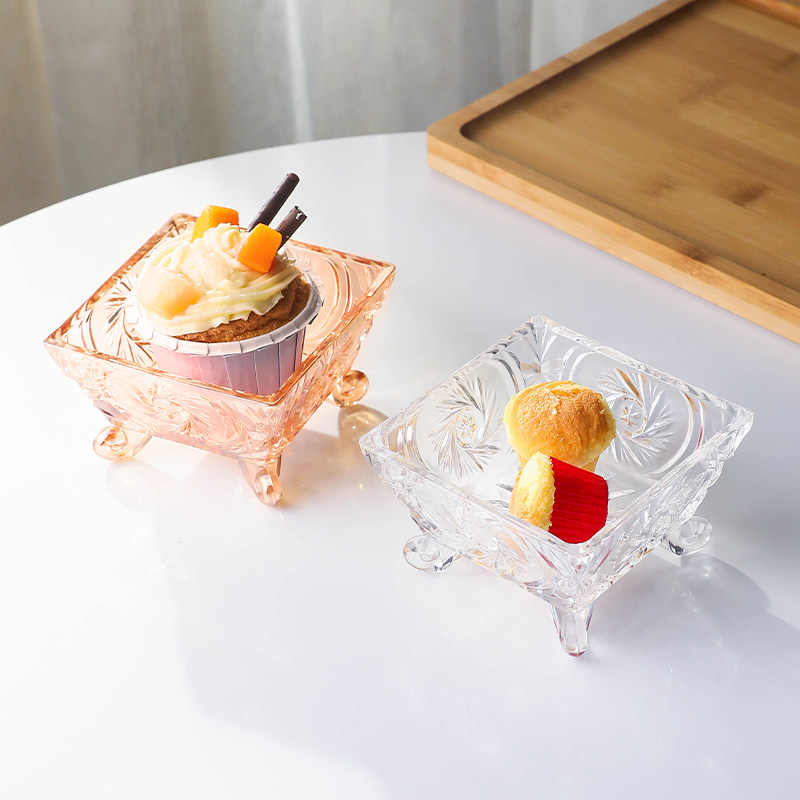 Glass Home Fruit parquet with feet Nuts Nuts Snack Pan Dried Fruit Pan Snack Tea Dot Pan Water Fruit Dish