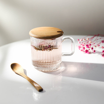 Nordic clear glass household cup tea cup cold drink thick simple striped Milk Cup coffee cup