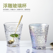 European-style glass home carved water Cup heat-resistant teacup simple beer cup cute girl fresh Mori Cup