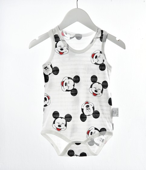 Japanese baby bamboo cotton triangle bag fart short-sleeved thin section newborn bag hip romper vest summer Mickey Mouse