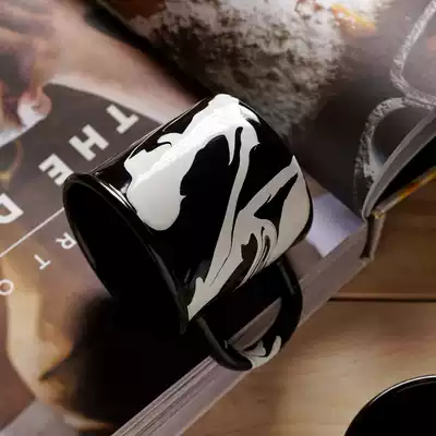 European-style retro handmade splashing ink marbled craft milk cup mug Coffee cup Enamel enamel cup