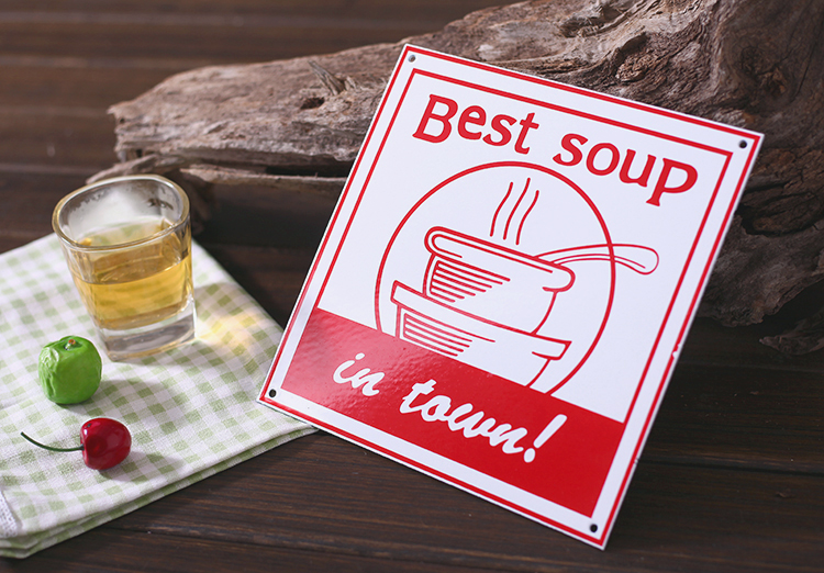 INS Nordic country vintage creative enamel enamel decoration listing painting wall decoration Restaurant hanging decoration Kitchen card soup card