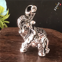 Antique antique collection copper antique brand silver ornaments Miao silver car pendants handle ornaments hollowed out accessories elephant
