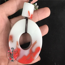 Antique playing jade antique jade antique chicken blood red old jade Kao Guyu jade Jade Jade Bi Pendulum with pendant car hanging for safety