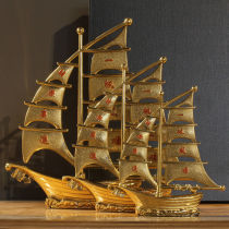 Chinese style Sail Smooth Pure Copper Sailing Blessing Pendulum with light Extravagant Living Room Office Book Room Desktop Birthday Gift Furnishing