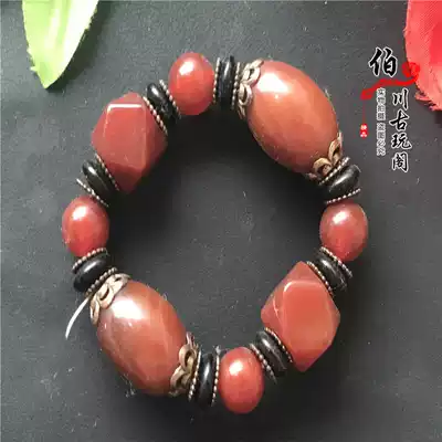 Antique jade Tibetan high ancient jade Agate beads hand beaded men and women Buddha beads round beads hand chain old jade retro