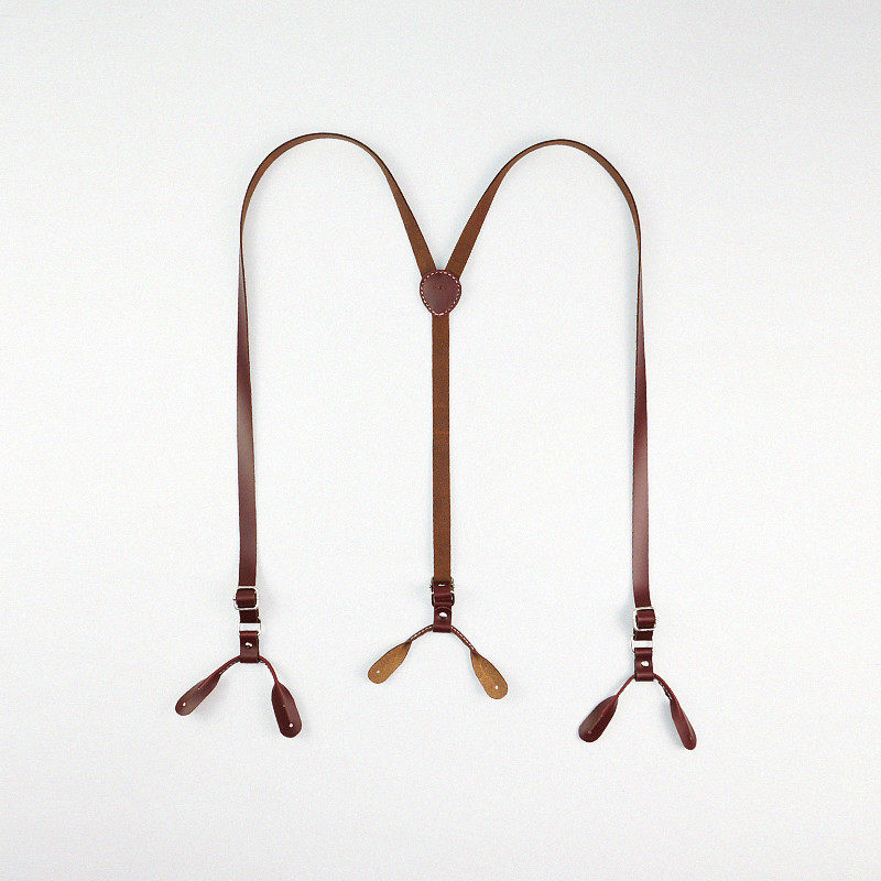 MISKSOLA handmade retro leather strap button suspenders belt length adjustable British men and women