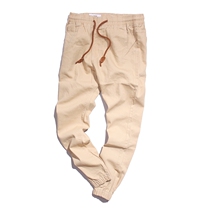 Shocking ghosts leather decoration a small amount of mens slim rope feet small casual trousers