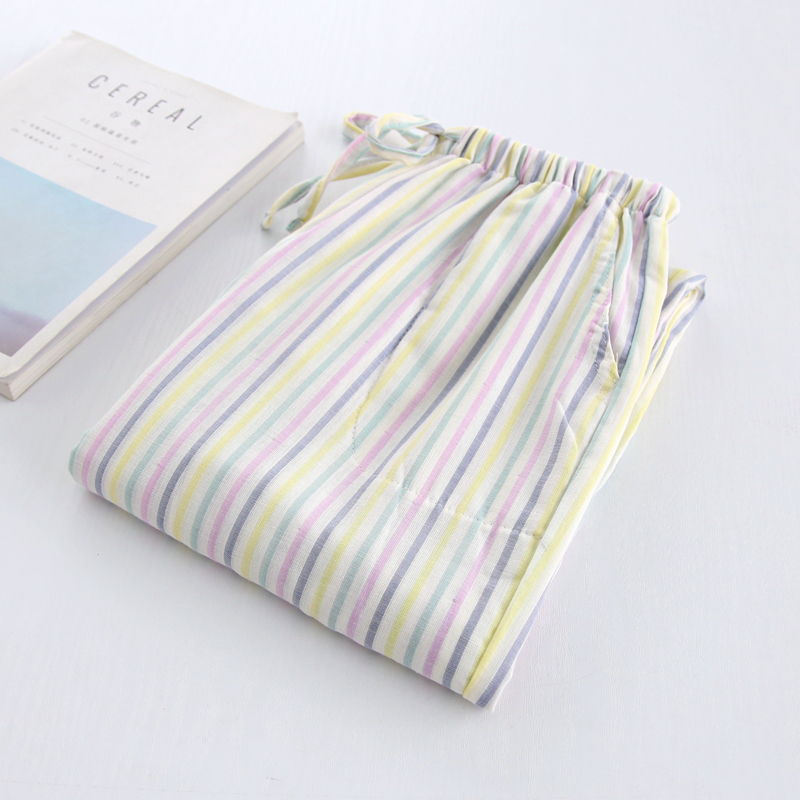 New lady cotton gạc pyjama quần mùa hè mỏng phần nhà giản dị quần mùa xuân và mùa thu cotton tập thể dục buổi sáng lỏng kích thước lớn quần đùi nữ