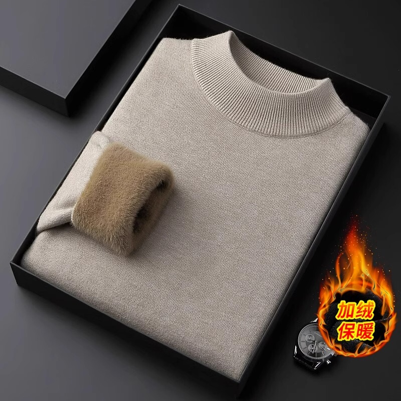 Men's Half-Turtleneck Solid Color Knitwear 2026 Autumn and Winter Fashionable Warm Fleece-Lined Thick Turtleneck Sweater Base Layer Men's Half-Turtleneck Solid Color Knitwear 2026 Autumn and Winter Fashionable Warm Fleece-Lined Thick Turtleneck Sweater Base Layer