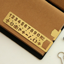 Vintage brass hollow hand book ruler Multi-function drawing ruler template ruler Number letter hand book bookmark ruler