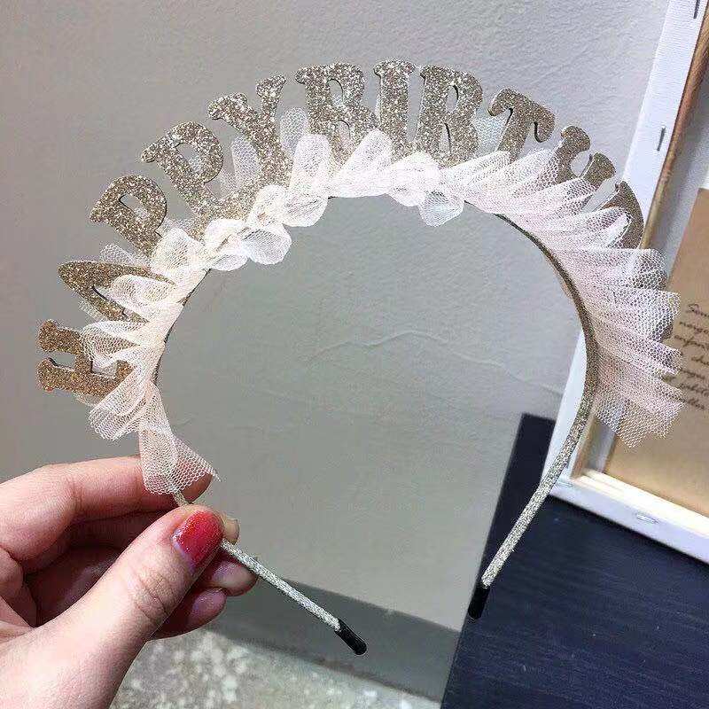 ins hot bright hair hoops birthday girl bright birthday hair hoop princess wind girl hair decoration