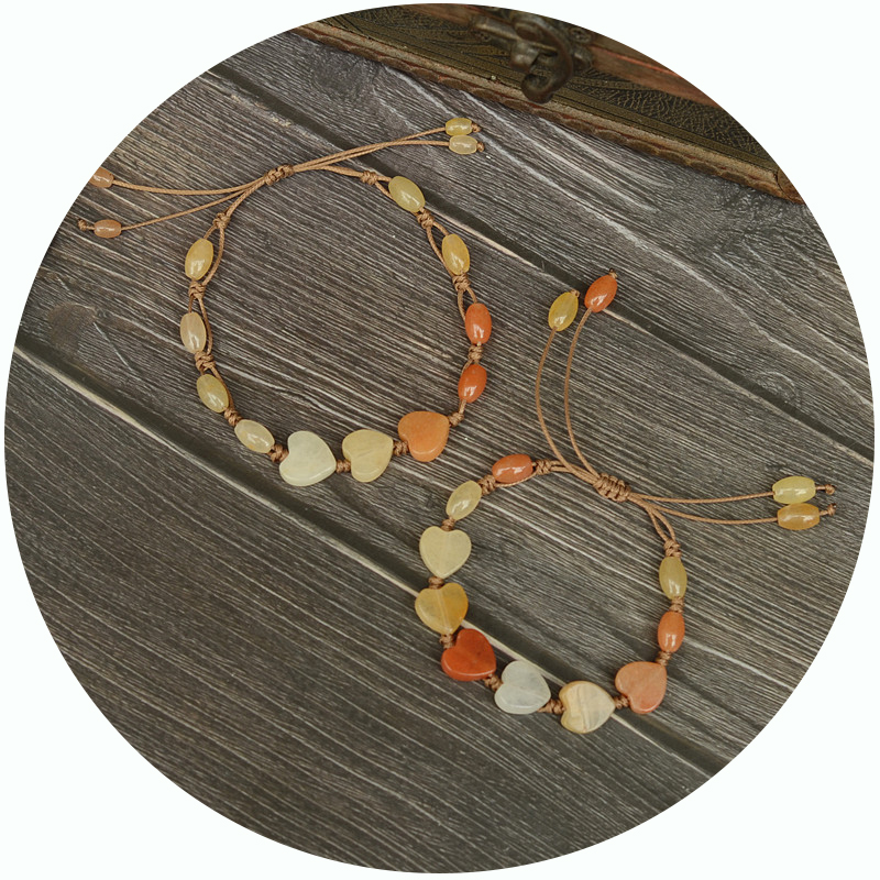 Retro hand anklet set female woven heart-shaped sexy ankle chain student Sen Department retro niche design anklet