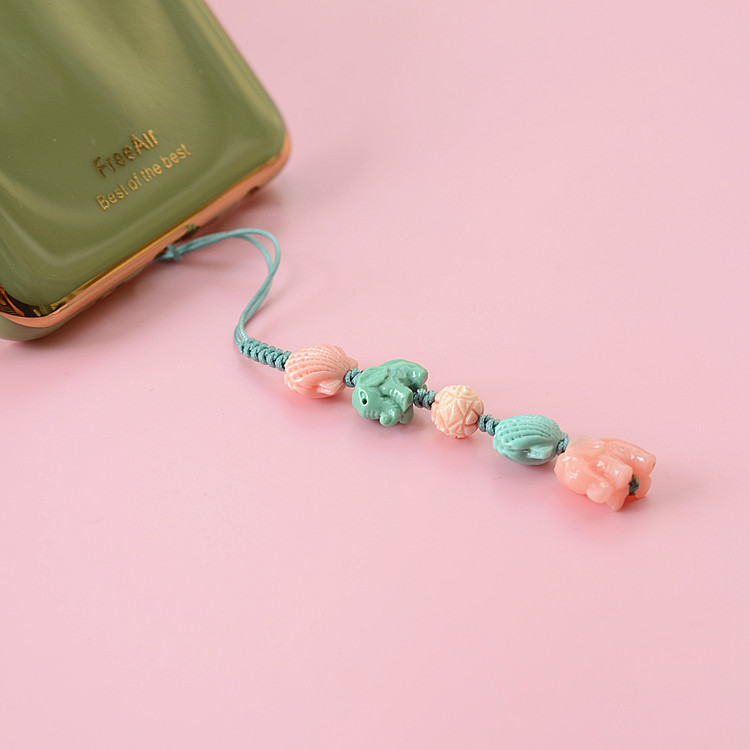 Original cute color beeswax cabbage rose mobile phone lanyard creative pendant pendant mobile phone lanyard key wide anti-lost