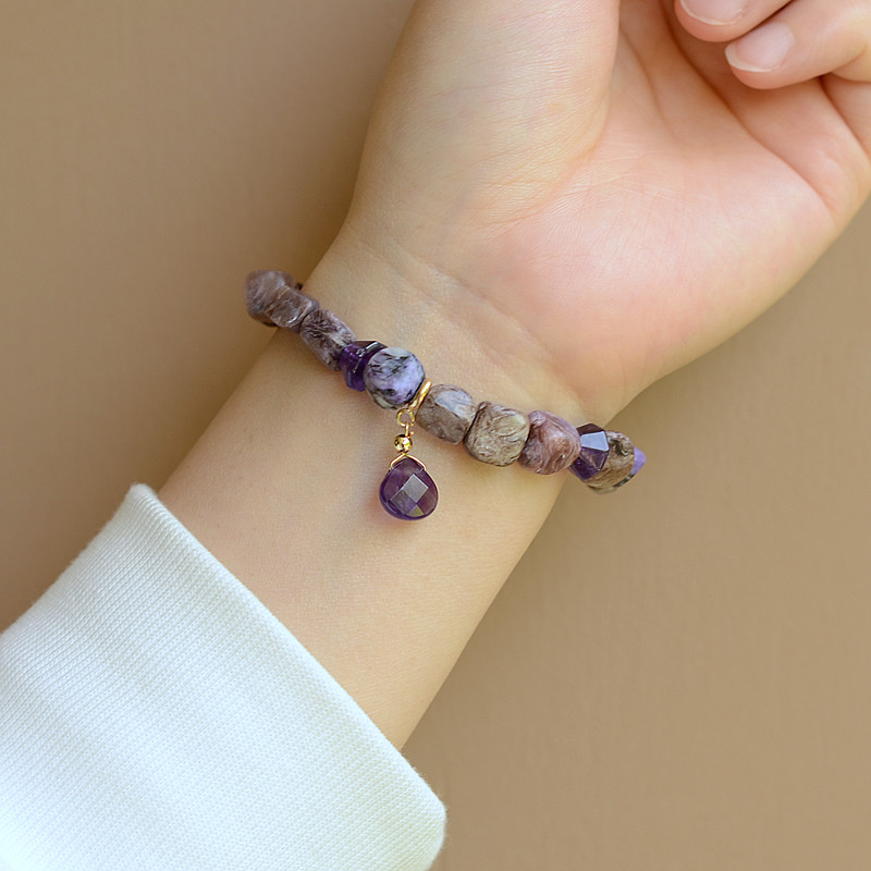 Amethyst Emperor Stone Water Drop Lucky Small Student Gift Transfer Simple and High-end Girlfriend Bracelet Bracelet - Taobao