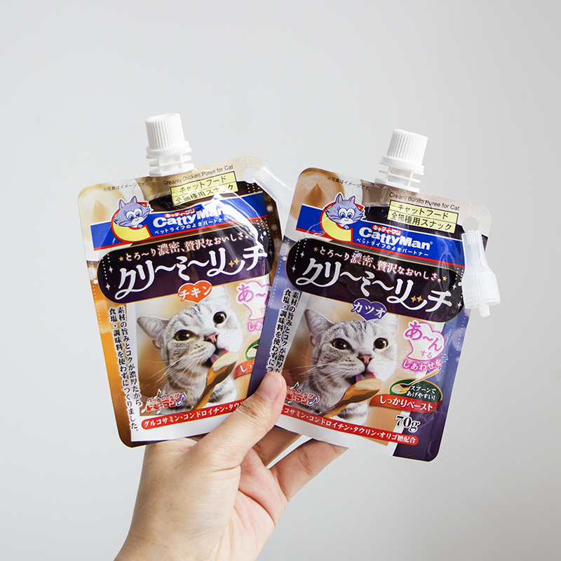 Nhật Bản Multi-Pig Cat Dew Chicken Salmon Hương vị Salmon Salmon Cat Liquid Cream Snack 70g - Đồ ăn nhẹ cho mèo thức ăn cho thú cưng