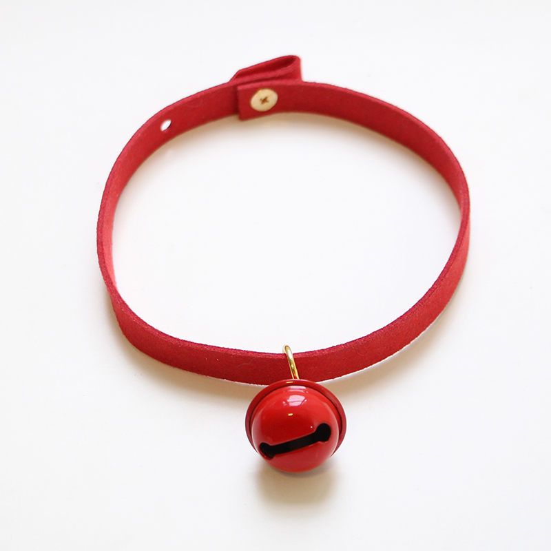 Handmade tùy chỉnh màu da lộn mèo chuông cổ áo chó cổ áo cổ áo cổ lưới vật nuôi màu đỏ - Cat / Dog hàng ngày Neccessities Hộp đựng thức ăn cho chó