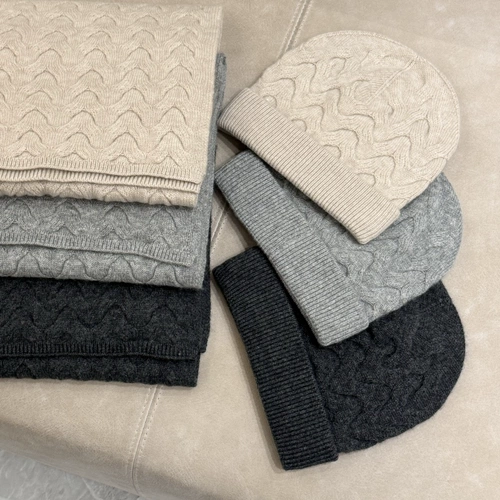 Демисезонная кашемировая шапка, удерживающий тепло шарф, трикотажный комплект