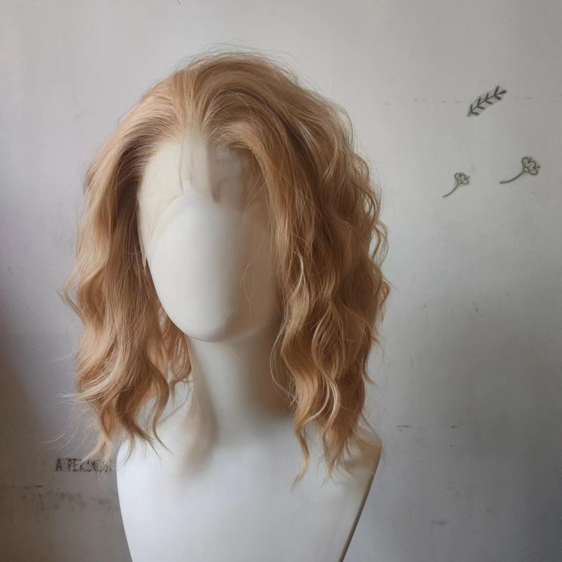 [Hand-Made Cosplay Wig] 13×4 Golden Brown Cosplay Performance Wig, European and American Male and Female Characters, Fluffy Short Curly Hair ins