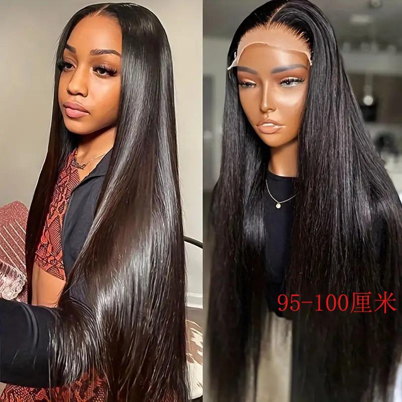 95-100cm Black Long Straight Hair Wig 13*4 Large Area Lace Front Lace Long Hair