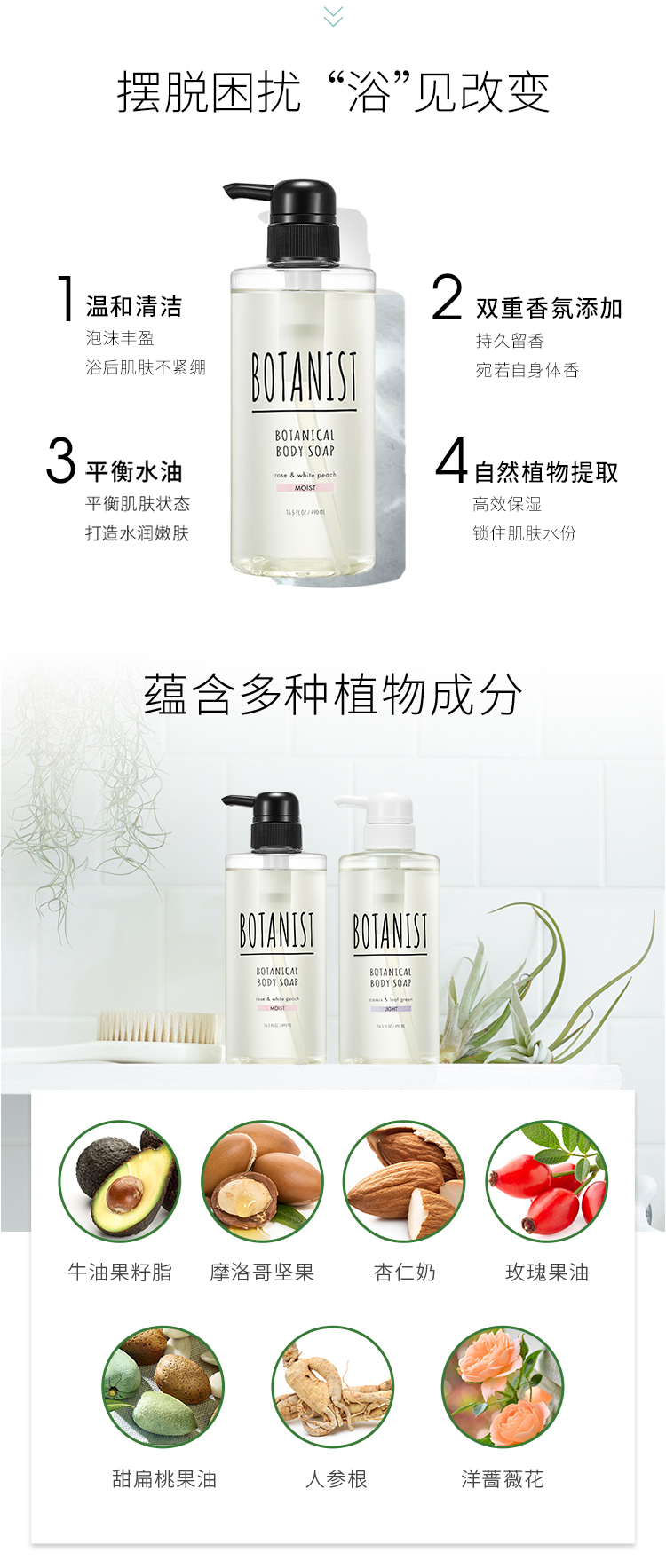 日本 BOTANIST 植物沐浴露 490ml*2瓶 图2