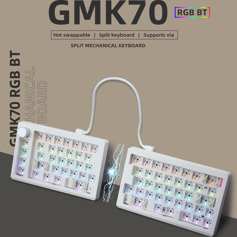 Gmk70 Split Gaming Mechanical Keyboard Kit 3-Mode Rgb Ergonomic Bluetooth One-Handed Customized Keyboard