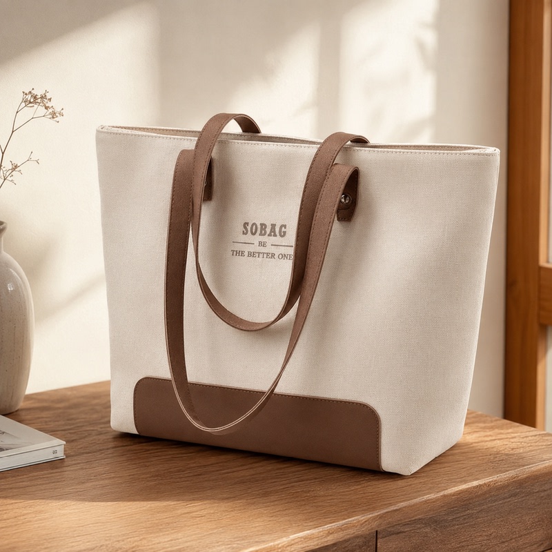 2026 Design Korean Style Simple High-End Commuter Canvas Tote Artistic Casual Versatile Student Handbag Shoulder Bag
