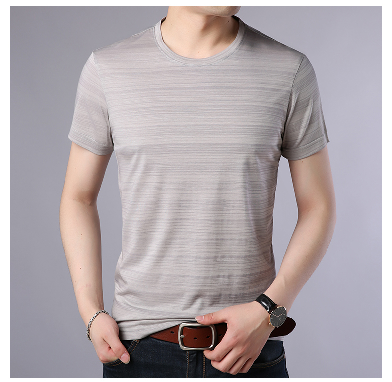 Áo thun nam tay ngắn cổ tròn mùa hè mới sóng nam Phiên bản Hàn Quốc của quần áo cotton lụa 丅 phần mỏng máu t thin Áo thun nam Hàn Quốc