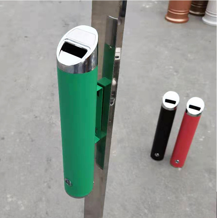 Electric pole ash column stainless steel wall-mounted cigarette butt column small red wall-type cigarette box Community smoke extinguishing place
