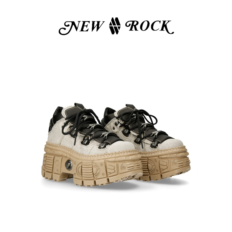 Newrock Spanish Trendy Brand Spring and Summer New Retro Contrasting Color Metal Platform Shoes Increased Tank High-Top Shoes