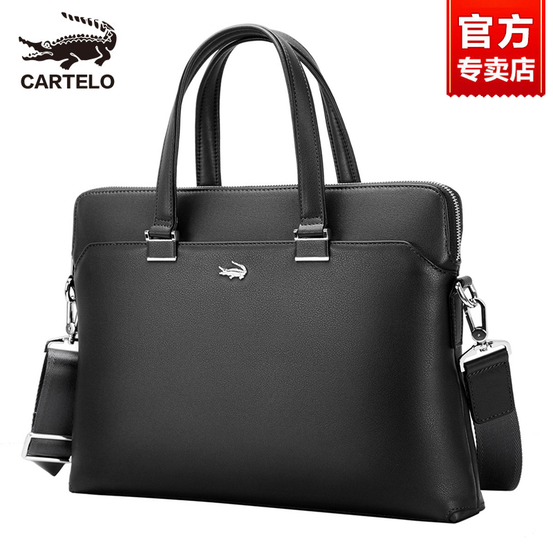 CARTELO Carcodile Crocodile briefcase Men's handbag Genuine Leather Business Large Capacity Headlayer Cow Leather