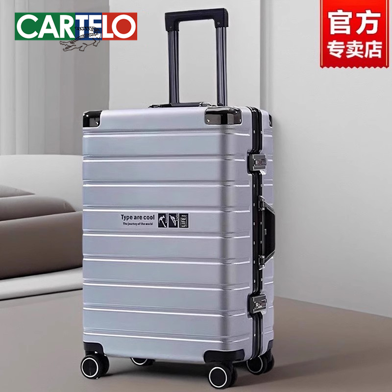 Cardile Crocodile Aluminum Frame Suitcase Men's Large Capacity Travel Suitcase Pc Student Password Trolley Case Women's 2025 New Model