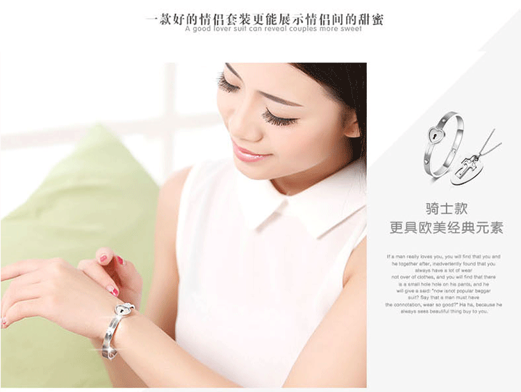 Vòng tay khóa đồng tâm vòng tay đôi có thể được viết chữ để lắc cùng một đoạn bạc sterling vòng cổ nữ quà tặng ngày Valentine - Vòng đeo tay Cuff vòng tay nam
