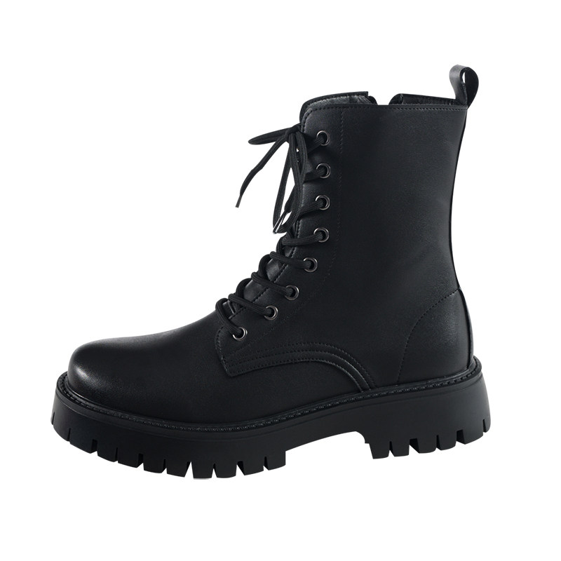 British Style ins Black Martin Boots for Men, Trendy Autumn New Genuine Leather Workwear Motorcycle Boots, Korean Style High-Top Boots